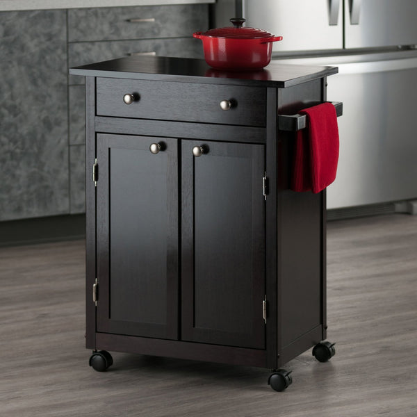 Winsome Wood Savannah Kitchen Utility Cart - Espresso Finish With Spacious Storage, Casters & Elegant Design Espresso Solid ,Composite Wood 92626-winsome-wood