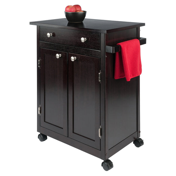 Winsome Wood Savannah Kitchen Utility Cart - Espresso Finish With Spacious Storage, Casters & Elegant Design Espresso Solid ,Composite Wood 92626-winsome-wood