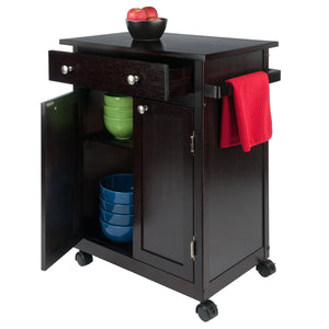 Winsome Wood Savannah Kitchen Utility Cart - Espresso Finish With Spacious Storage, Casters & Elegant Design Espresso Solid ,Composite Wood 92626-winsome-wood