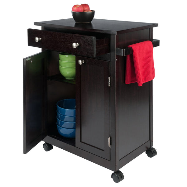 Winsome Wood Savannah Kitchen Utility Cart - Espresso Finish With Spacious Storage, Casters & Elegant Design Espresso Solid ,Composite Wood 92626-winsome-wood