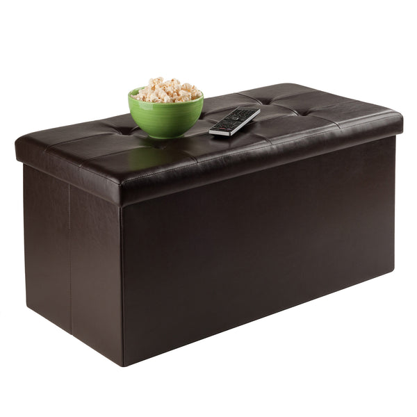 Winsome Wood Ashford Rectangular Storage Ottoman - Versatile Espresso Seat With Hidden Storage For Any Room Espresso Polyurethane 92627-winsome-wood