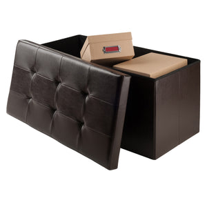 Winsome Wood Ashford Rectangular Storage Ottoman - Versatile Espresso Seat With Hidden Storage For Any Room Espresso Polyurethane 92627-winsome-wood