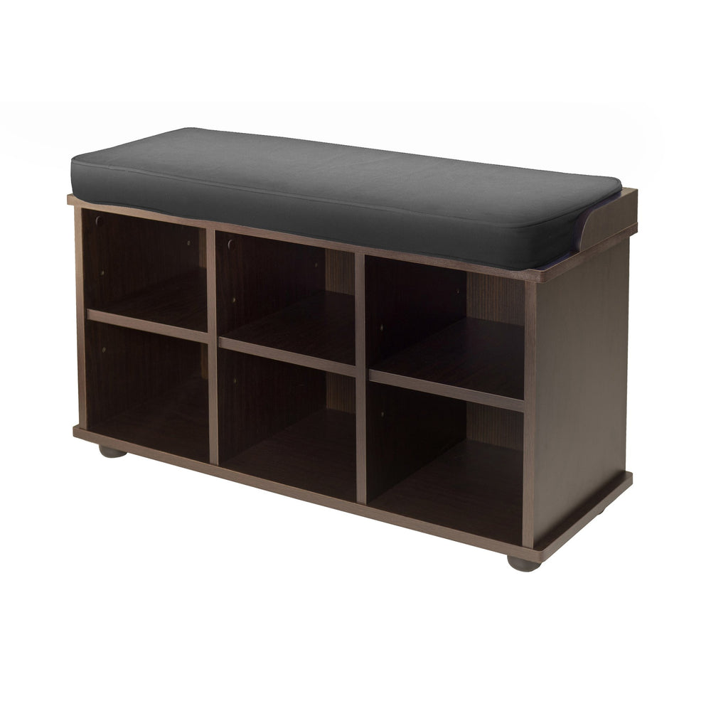 Winsome Wood Townsend Multi-functional Storage Bench With Cushioned Seat In Espresso - Ideal For Home Organization Espresso ,Black Solid ,Composite Wood ,Fabric 92633-winsome-wood