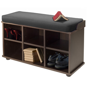 Winsome Wood Townsend Multi-functional Storage Bench With Cushioned Seat In Espresso - Ideal For Home Organization Espresso ,Black Solid ,Composite Wood ,Fabric 92633-winsome-wood