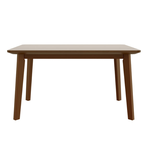 English Elm Rustic Minimalist Rubberwood Dining Table with Tapered Legs for Small Apartment Spaces Walnut N752P368503D