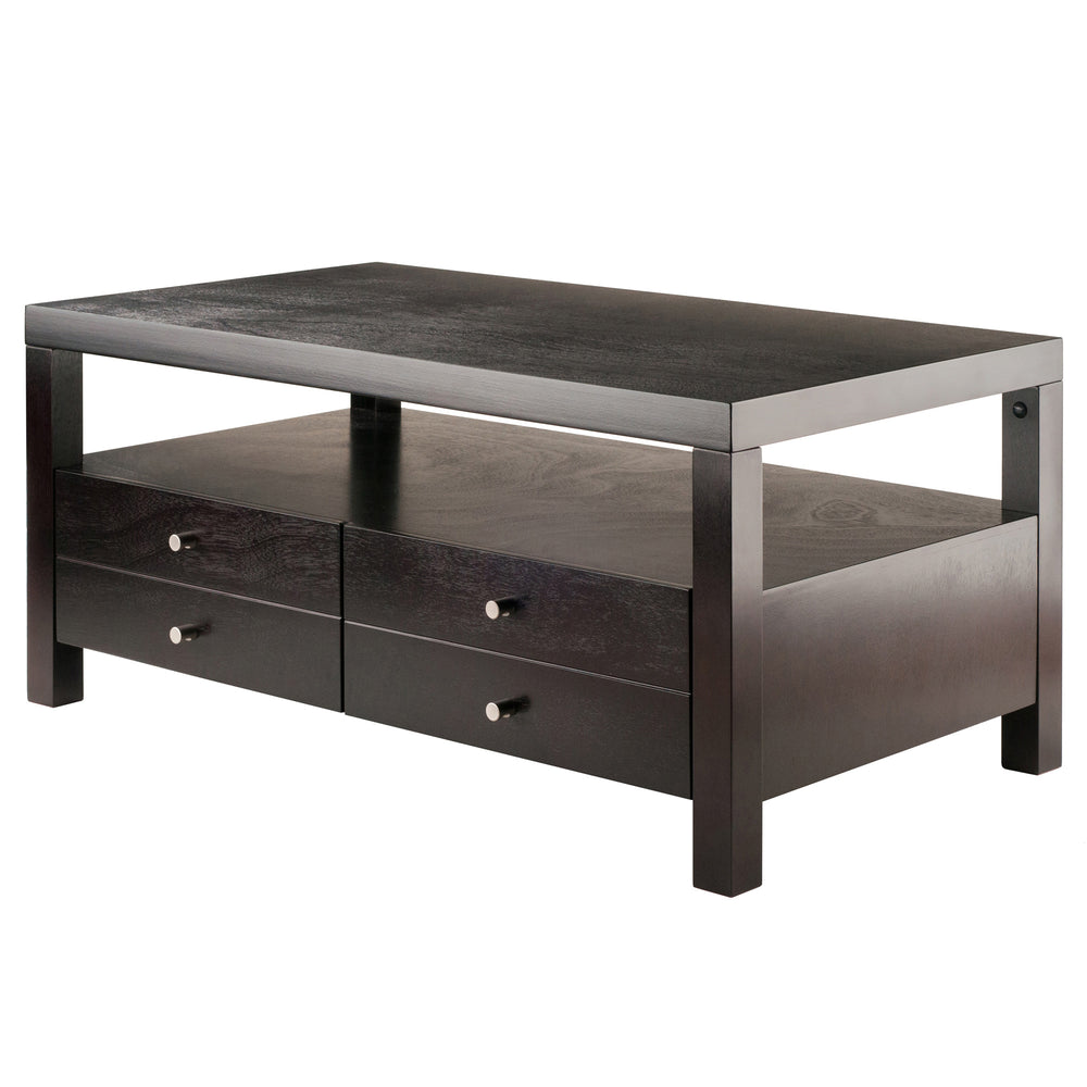 Winsome Wood Copenhagen Coffee Table, Espresso - Scandinavian Design With Storage Drawers And Open Shelf Space Espresso Solid ,Composite Wood 92643-winsome-wood