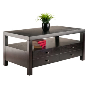 Winsome Wood Copenhagen Coffee Table, Espresso - Scandinavian Design With Storage Drawers And Open Shelf Space Espresso Solid ,Composite Wood 92643-winsome-wood