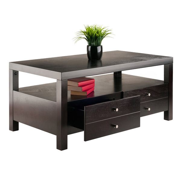 Winsome Wood Copenhagen Coffee Table, Espresso - Scandinavian Design With Storage Drawers And Open Shelf Space Espresso Solid ,Composite Wood 92643-winsome-wood