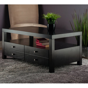 Winsome Wood Copenhagen Coffee Table, Espresso - Scandinavian Design With Storage Drawers And Open Shelf Space Espresso Solid ,Composite Wood 92643-winsome-wood