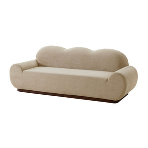 English Elm 88 In. Curved Cloud Sofa Chenille Upholstered 3 Seat Living Room Couch Walnut Legs Camel N773IS00095N