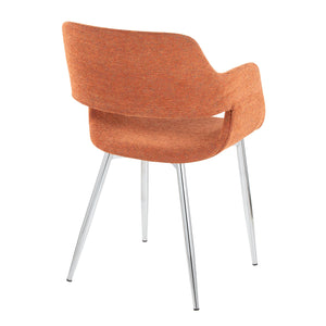 English Elm Margarite Contemporary Dining Chairs Set Of 2 - Vibrant Orange Fabric & Sleek Chrome Metal Design B202S01270