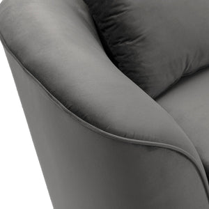 English Elm Christopher Knight Home® - 87" Curved Contemporary Sofa In Grey Velvet: Plush Comfort, Elegant Design, And Durable Quality For Modern Spaces N767P2323857G