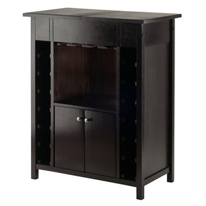 Winsome Wood Yukon Wine Cabinet With Expandable Top, Elegant Espresso Finish, 14-bottle Capacity & Hidden Storage Espresso Solid ,Composite Wood 92655-winsome-wood