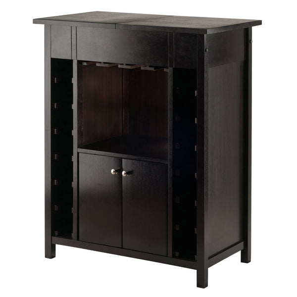 Winsome Wood Yukon Wine Cabinet With Expandable Top, Elegant Espresso Finish, 14-bottle Capacity & Hidden Storage Espresso Solid ,Composite Wood 92655-winsome-wood