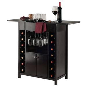 Winsome Wood Yukon Wine Cabinet With Expandable Top, Elegant Espresso Finish, 14-bottle Capacity & Hidden Storage Espresso Solid ,Composite Wood 92655-winsome-wood