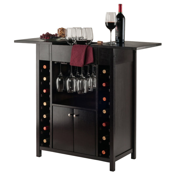 Winsome Wood Yukon Wine Cabinet With Expandable Top, Elegant Espresso Finish, 14-bottle Capacity & Hidden Storage Espresso Solid ,Composite Wood 92655-winsome-wood
