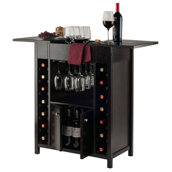 Winsome Wood Yukon Wine Cabinet With Expandable Top, Elegant Espresso Finish, 14-bottle Capacity & Hidden Storage Espresso Solid ,Composite Wood 92655-winsome-wood
