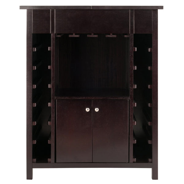 Winsome Wood Yukon Wine Cabinet With Expandable Top, Elegant Espresso Finish, 14-bottle Capacity & Hidden Storage Espresso Solid ,Composite Wood 92655-winsome-wood