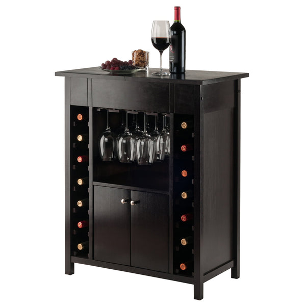 Winsome Wood Yukon Wine Cabinet With Expandable Top, Elegant Espresso Finish, 14-bottle Capacity & Hidden Storage Espresso Solid ,Composite Wood 92655-winsome-wood