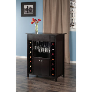 Winsome Wood Yukon Wine Cabinet With Expandable Top, Elegant Espresso Finish, 14-bottle Capacity & Hidden Storage Espresso Solid ,Composite Wood 92655-winsome-wood