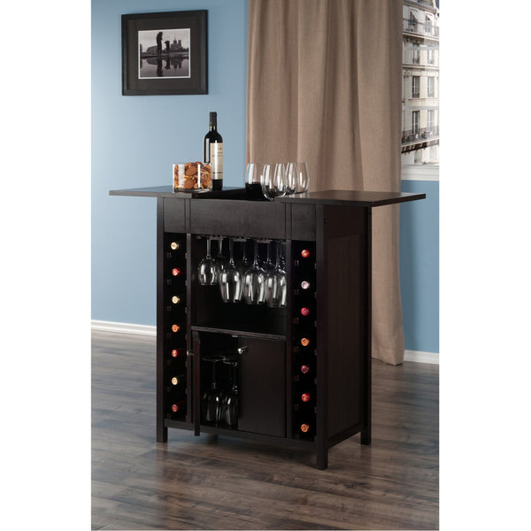 Winsome Wood Yukon Wine Cabinet With Expandable Top, Elegant Espresso Finish, 14-bottle Capacity & Hidden Storage Espresso Solid ,Composite Wood 92655-winsome-wood