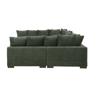 English Elm Large Corduroy Modular Sectional Sofa Sleeper with Ribbed Texture for Open Living Dark Green B2748S00012
