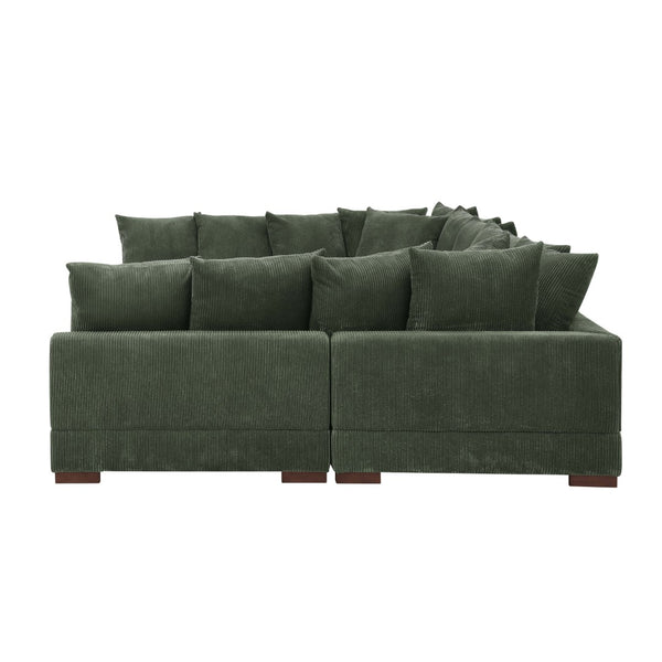 English Elm Large Corduroy Modular Sectional Sofa Sleeper with Ribbed Texture for Open Living Dark Green B2748S00012