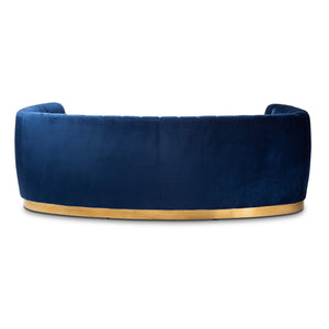Baxton Studio Baxton Studio Milena Glam Royal Blue Velvet Sofa with Gold Base - Luxurious Comfort & Style TSF5504A-Dark Royal Blue/Gold-SF