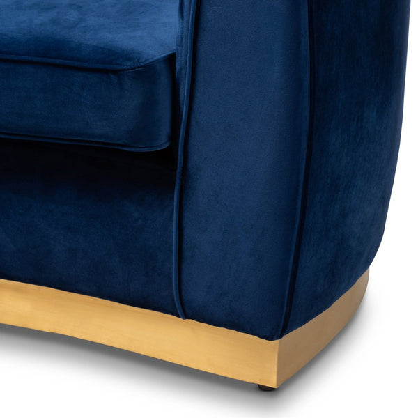 Baxton Studio Baxton Studio Milena Glam Royal Blue Velvet Sofa with Gold Base - Luxurious Comfort & Style TSF5504A-Dark Royal Blue/Gold-SF