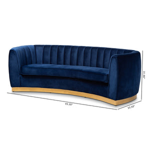 Baxton Studio Baxton Studio Milena Glam Royal Blue Velvet Sofa with Gold Base - Luxurious Comfort & Style TSF5504A-Dark Royal Blue/Gold-SF