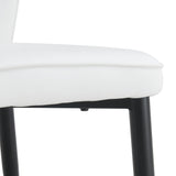 English Elm 4 Modern Dining Chairs With Stylish Pu Patterned Backrest and Black Metal Legs For A Comfortable Home Experience In The Kitchen, Bedroom and Office.