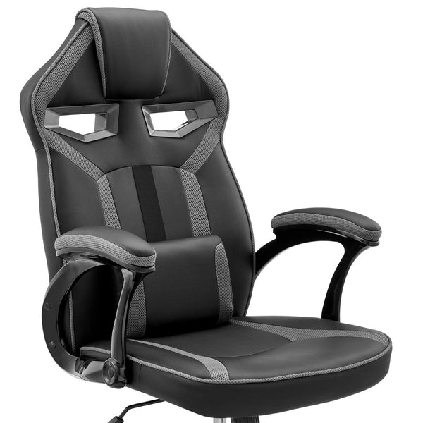English Elm Aspect Racing Style Gaming Chair Faux Leather Mesh High Back with Lumbar Pillow B2736P464851