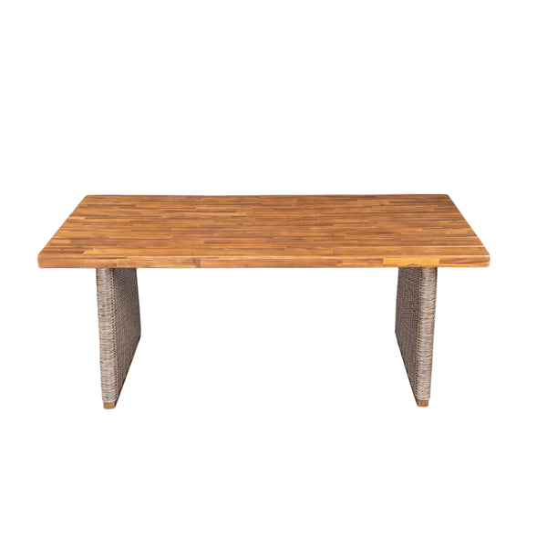 English Elm Christopher Knight Home® - Outdoor Acacia Wood Dining Table Set With Bench - Weather-Resistant, Easy Assembly, Custom Colors N773OD00039B