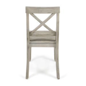 English Elm Christopher Knight Home® - Roshan Farmhouse Acacia Wood Dining Chairs Set Of 2 – Rustic Light Grey Wash With X-Back Design 62888.00LGW
