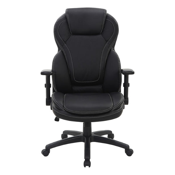 OSP Home Furnishings Exec High Back Bonded Leather Office Chair with Lumbar Support and Flip Arm Rests EC91150-EC3