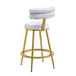 English Elm Christopher Knight Home® - 27.65'' 27.65" Modern Counter Stools Set of 2 with Luxurious Velvet Upholstery, Ergonomic Curved Back, Iron Frame & Footrest Light Gray N780P194940W