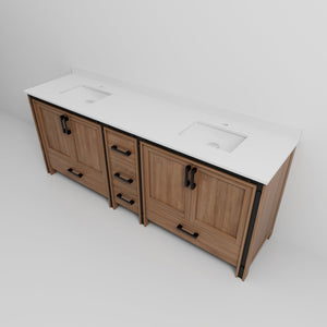 English Elm Rustic Barnwood Double Bath Vanity 84" W x 22" D with Cultured Marble Top, Solid Wood, Soft-Close Storage B2731P260761