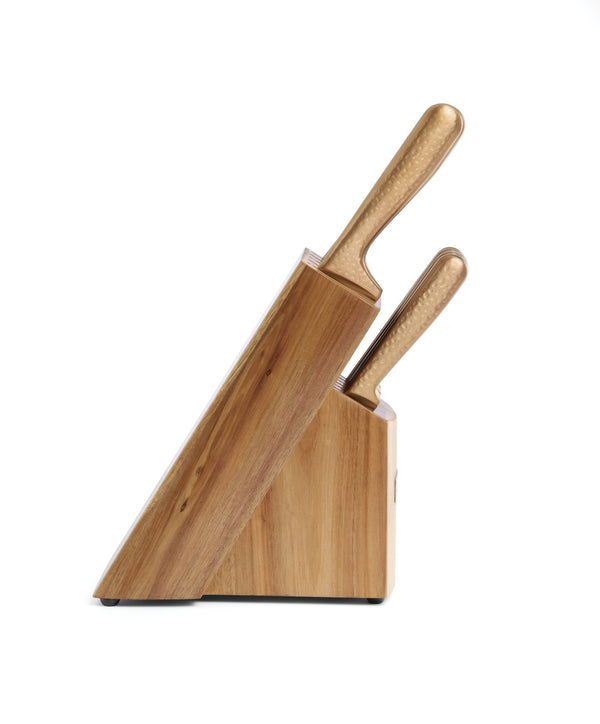 Lenox Hammered Copper Finish 12 Piece Knife Block Set with Ash Wood and Carbon Steel 92688KBCC18HDS