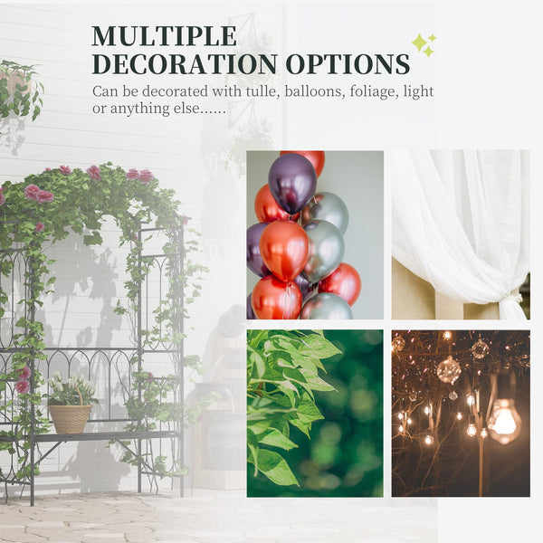 English Elm Outsunny Wooden Garden Arbor with Bench and Trellis for Climbing Vines, 2-Person Outdoor Seating Black W2225P217556