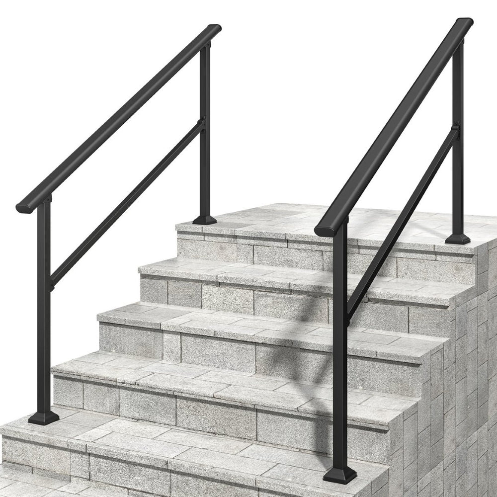English Elm Hand Rails Outdoor Wrought Iron Powder Coated 2 Pack Adjustable Porch Step Safety Grip T3210P298174