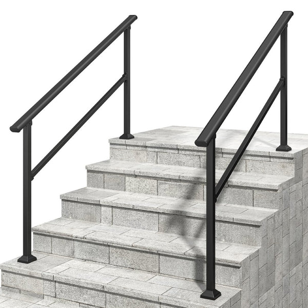 English Elm Hand Rails Outdoor Wrought Iron Powder Coated 2 Pack Adjustable Porch Step Safety Grip T3210P298174