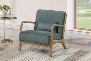 English Elm Sage Corduroy Accent Chair with Pillow — Modern Low-Profile Lounge Seat, Slanted Wood Legs, Cozy Comfort B011P369878