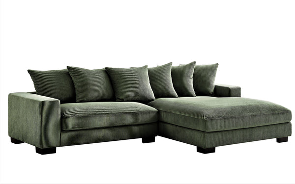 English Elm Luxe Oversized L-Shaped Sectional Sofa With Chaise, Dark Green Corduroy Upholstery, Modern Design B2735S00002