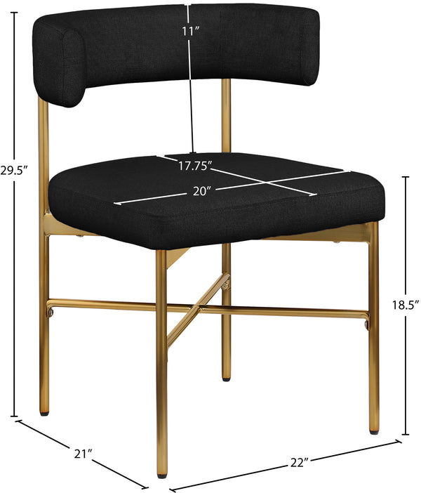 Rivage Black Durable Linen Textured Fabric Dining Chair 926Black-C Meridian Furniture