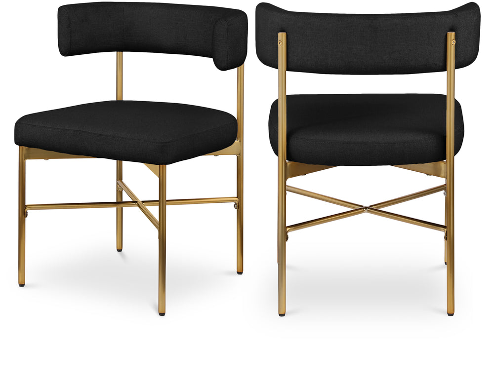 Rivage Black Durable Linen Textured Fabric Dining Chair 926Black-C Meridian Furniture