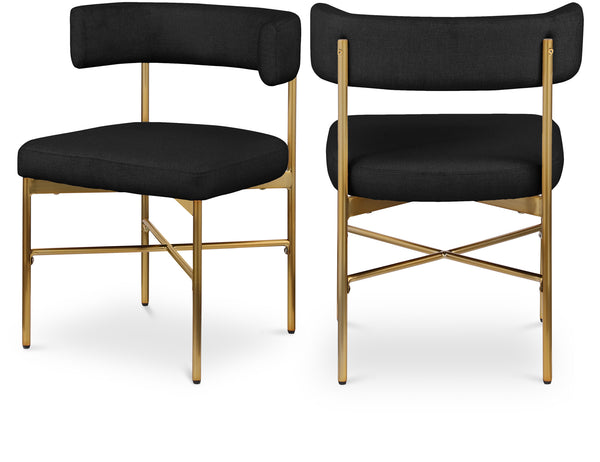 Rivage Black Durable Linen Textured Fabric Dining Chair 926Black-C Meridian Furniture