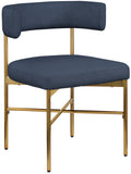 Rivage Deep Navy Durable Linen Textured Fabric Dining Chair 926Navy-C Meridian Furniture