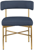 Rivage Deep Navy Durable Linen Textured Fabric Dining Chair 926Navy-C Meridian Furniture