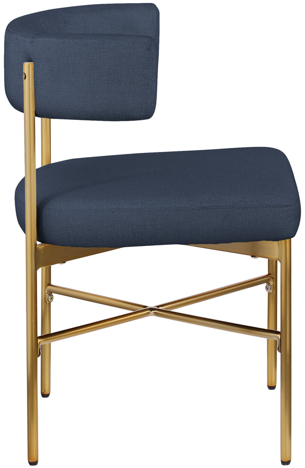 Rivage Deep Navy Durable Linen Textured Fabric Dining Chair 926Navy-C Meridian Furniture