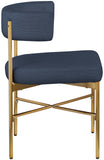 Rivage Deep Navy Durable Linen Textured Fabric Dining Chair 926Navy-C Meridian Furniture